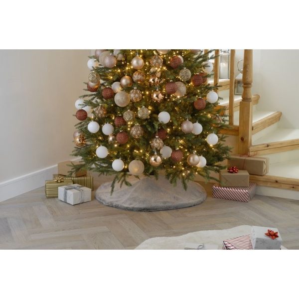 90cm Christmas Tree Skirt Faux Fur Grey