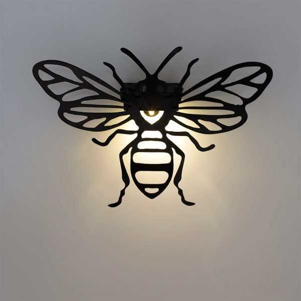 Bee Graphic Solar Garden Wall Light Warm White LED - 22cm by Bright Garden