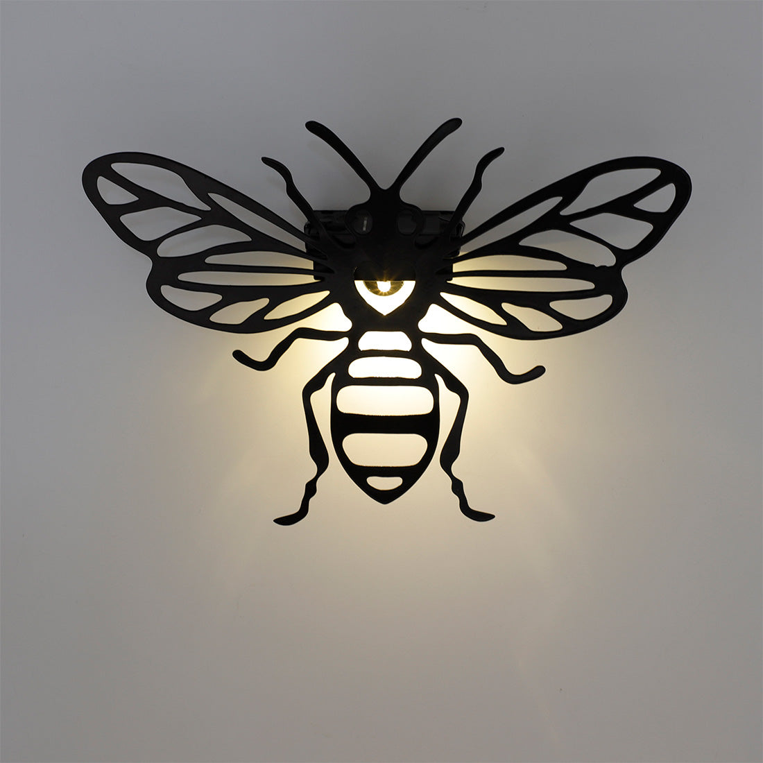 Bee Graphic Solar Garden Wall Light Warm White LED - 22cm by Bright Garden