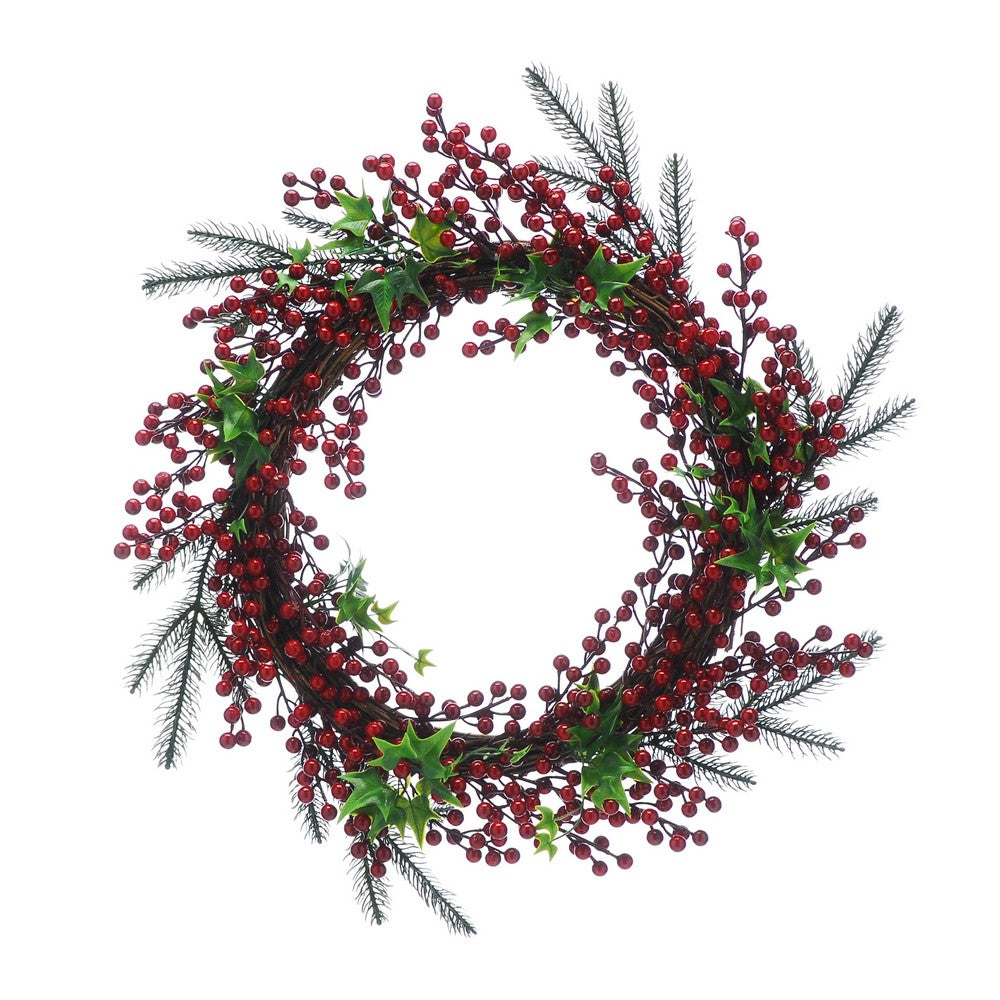 Berries & Leaves Wreath Christmas Decoration - 56cm