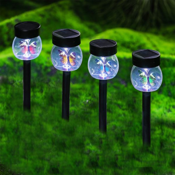 Butterfly Solar Garden Stake Light 2 White LED - 37cm by Bright Garden