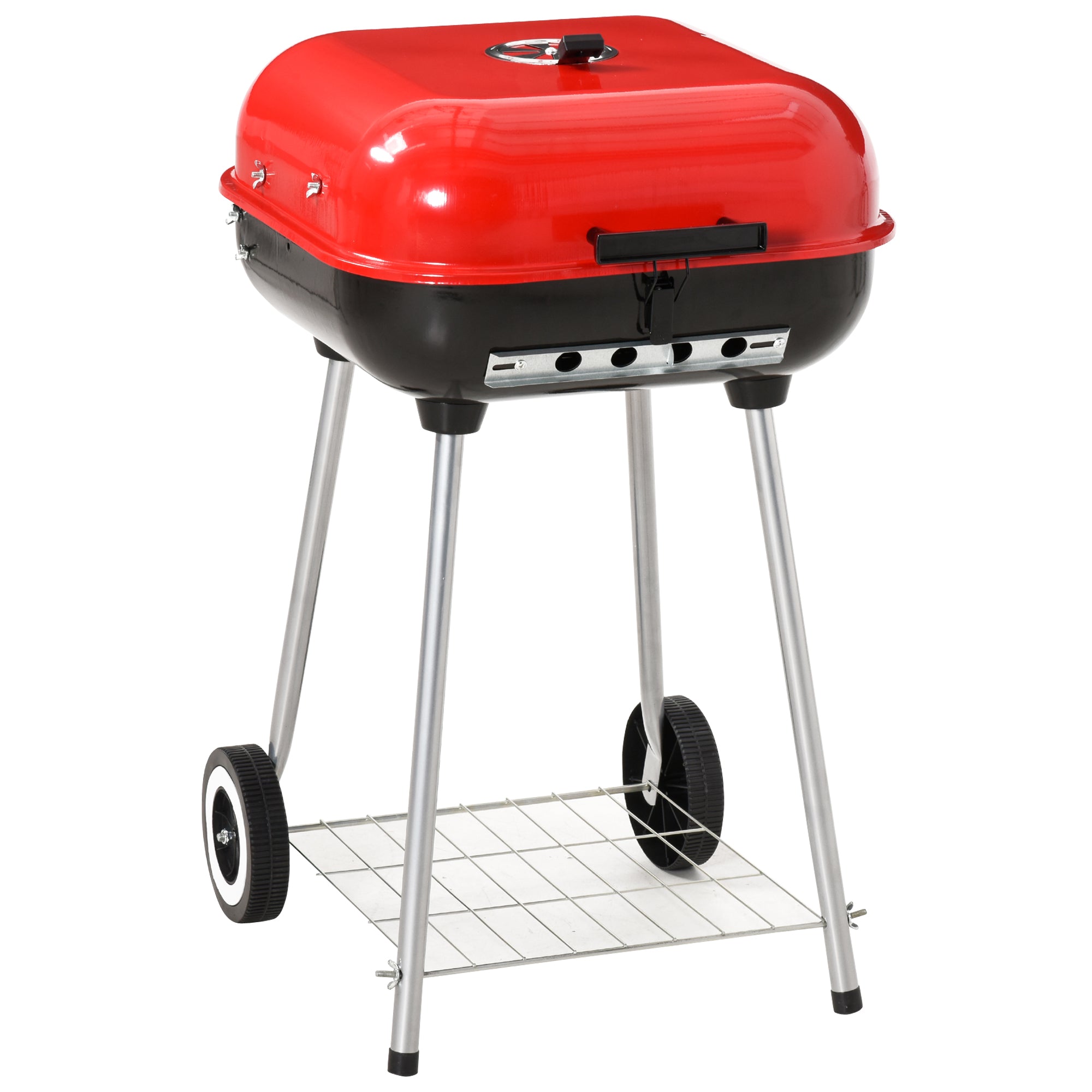 Charcoal Trolley BBQ Barbecue Grill Patio Camping Picnic Garden Party Outdoor Cooking with Lid