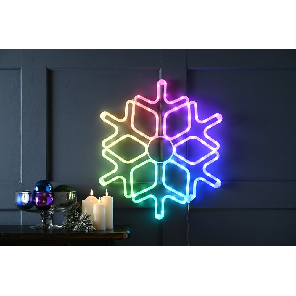 Christmas Decoration Snowflake Light Animated Multicolour Outdoor LED - 57cm