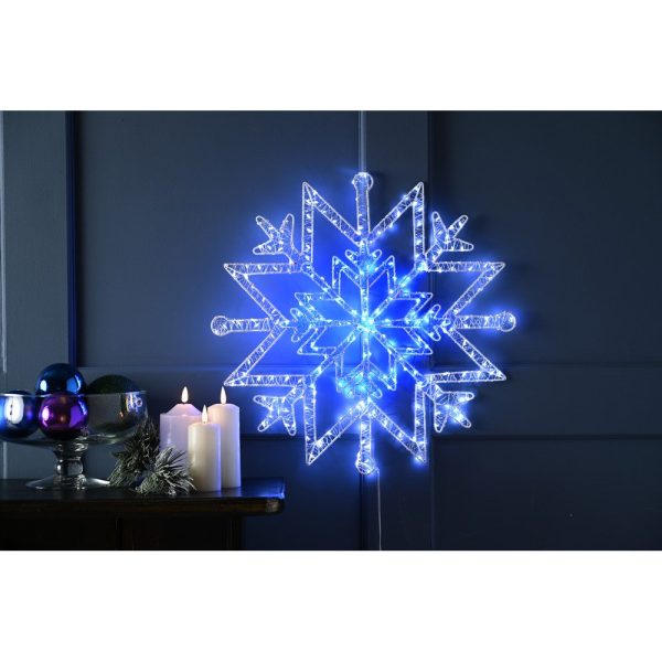 Christmas Dewdrop Snowflake Light Blue & White Outdoor 260 LED - 50cm