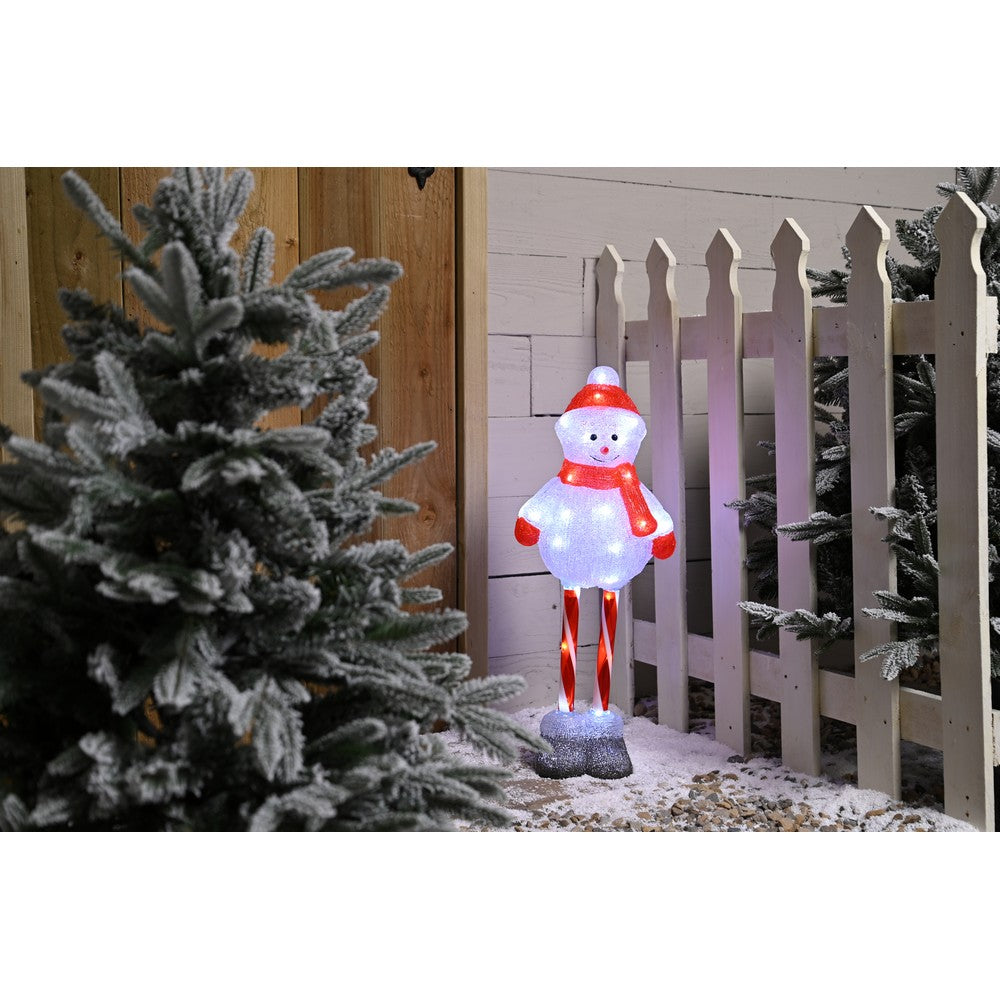 Christmas LED Christmas Acrylic Candy Cane Leg Snowman - 70cm