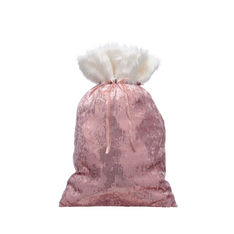 Christmas Sack Pink with Sequin Pattern - 70cm