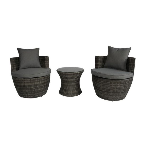 Classic Rattan Garden Chair Set by Wensum - 2 Seats Grey