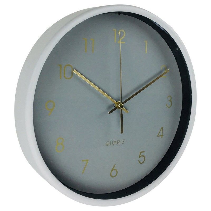 Clock Grey Wall Mounted Battery Powered - 25.5cm