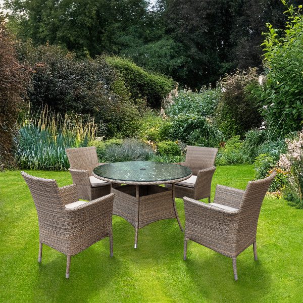 Contemporary Garden Furniture Set Steel and Rattan Light Grey by Croft - 4 Seats