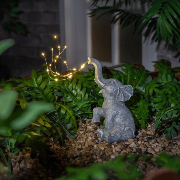 Elephant Solar Garden Light Ornament Decoration 25 Warm White LED - 26cm by Bright Garden