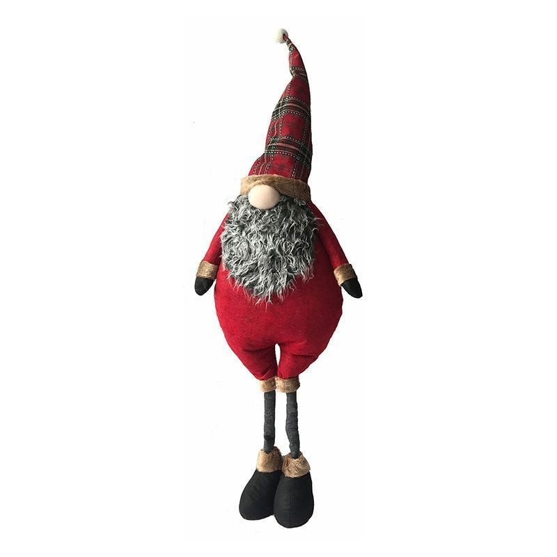 Extendable Standing Gonk Christmas Decoration 111cm - Tartan Santa Hat