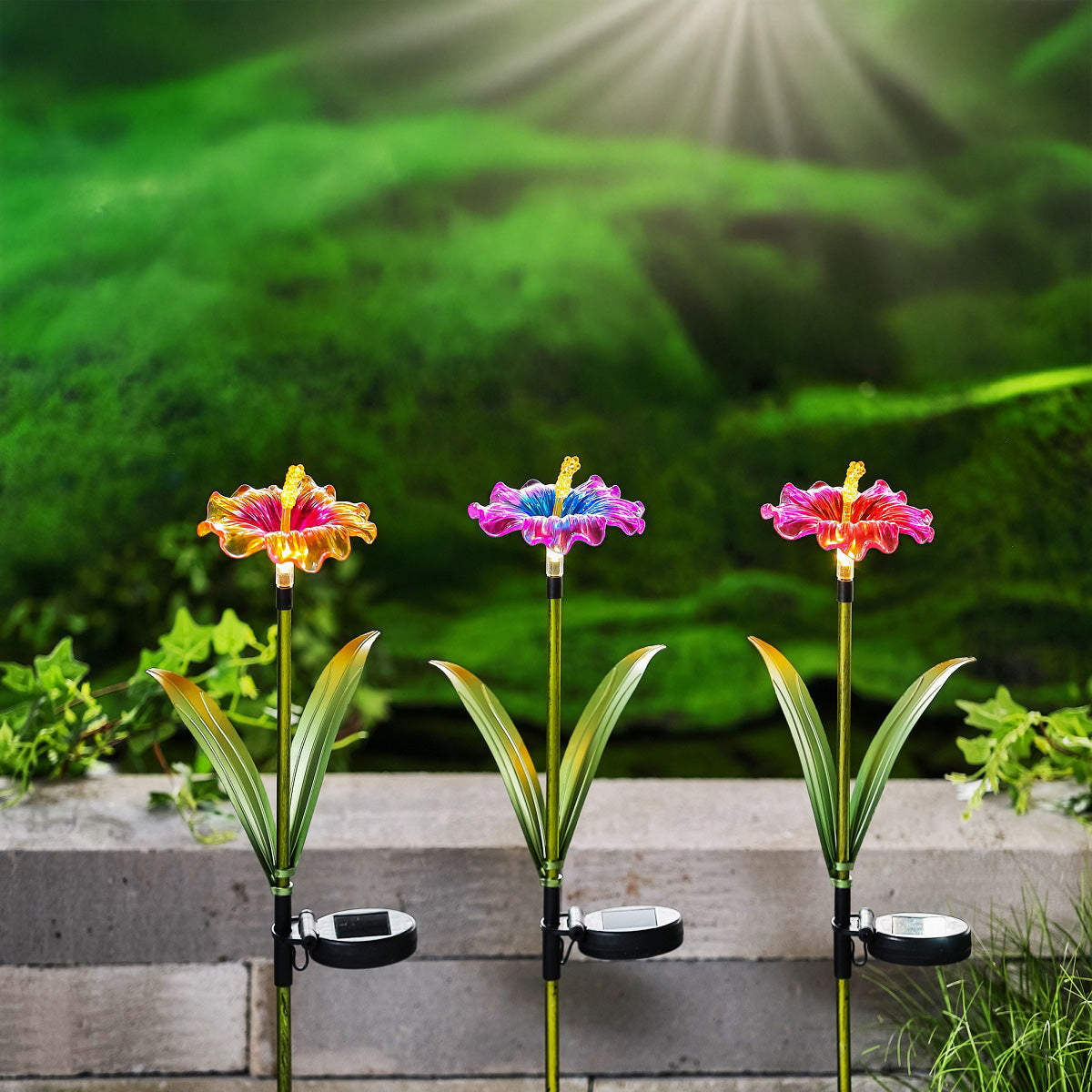 Flower Solar Garden Stake Light Warm White LED - 73cm by Bright Garden