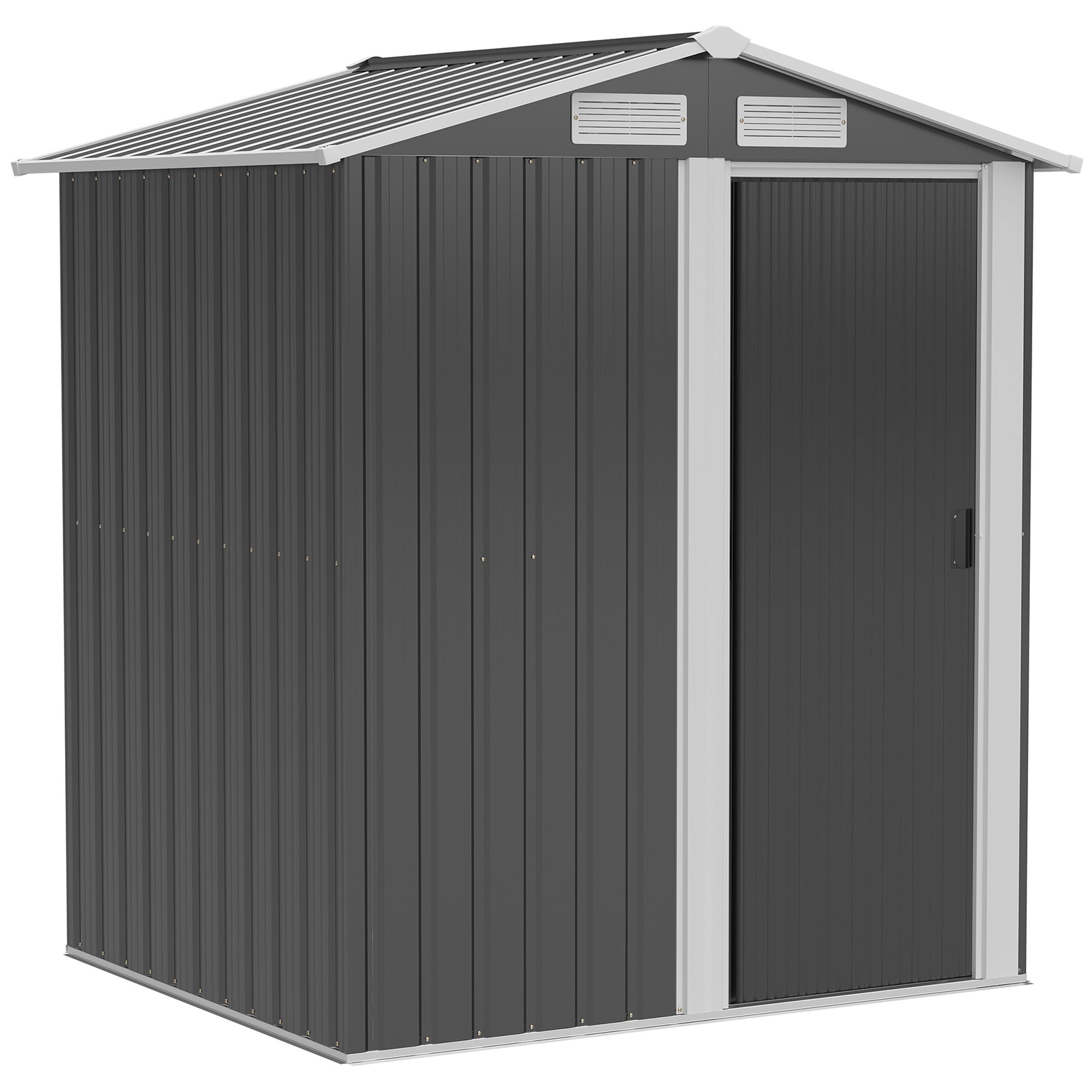 Galvanised 5 x 4' Single Door Reverse Apex Shed Steel Grey by Steadfast