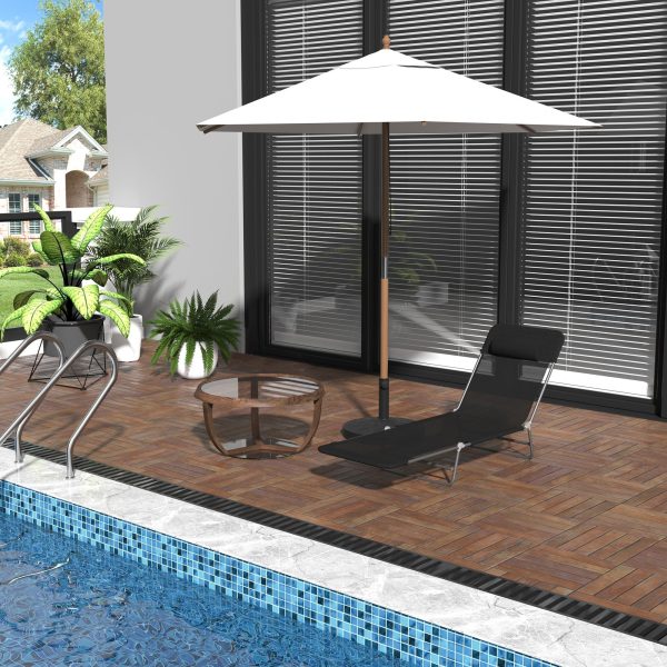 Garden Recliner Adjustable Sun Lounger-Black