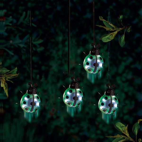 Green Ladybird Solar Garden Light Ornament Decoration 6 White LED - 16cm by Bright Garden