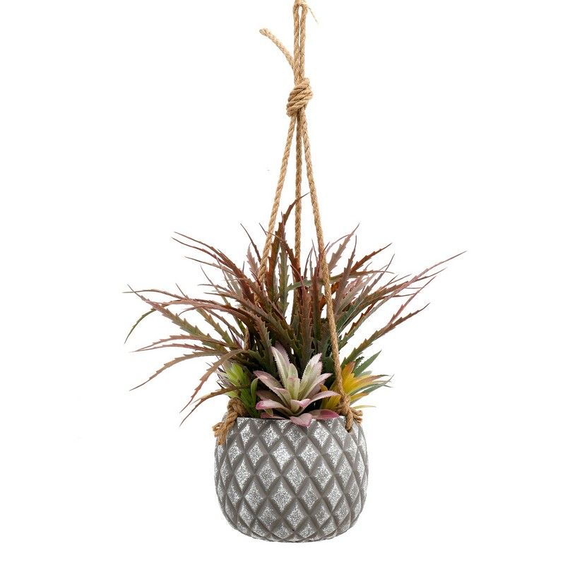 Hanging Succulents in Lattice Design Large Grey Pot