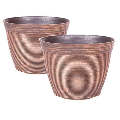 Helix Pair Round Planter 25cm (10in) Warm Copper