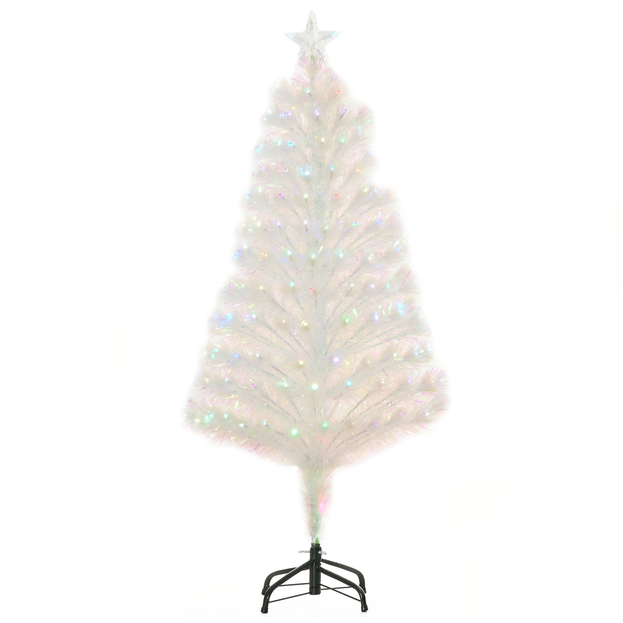 Homcom 4 Foot Prelit Artificial Christmas Tree with Fiber Optic LED Light