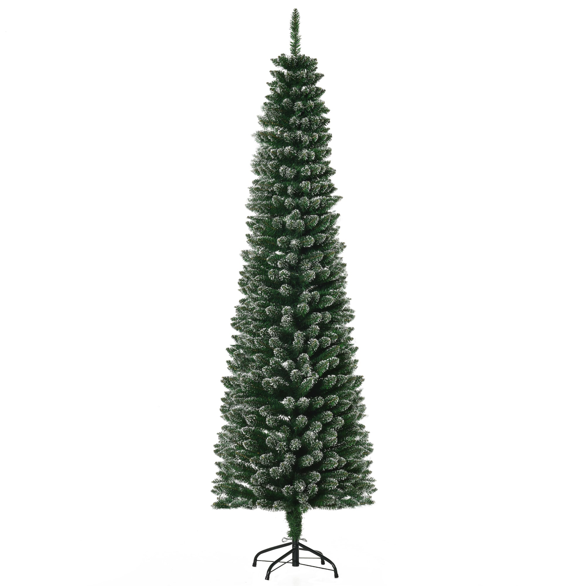 Homcom 6 Foot Artificial Snow Dipped Christmas Tree Xmas Pencil Tree with Foldable Black Stand