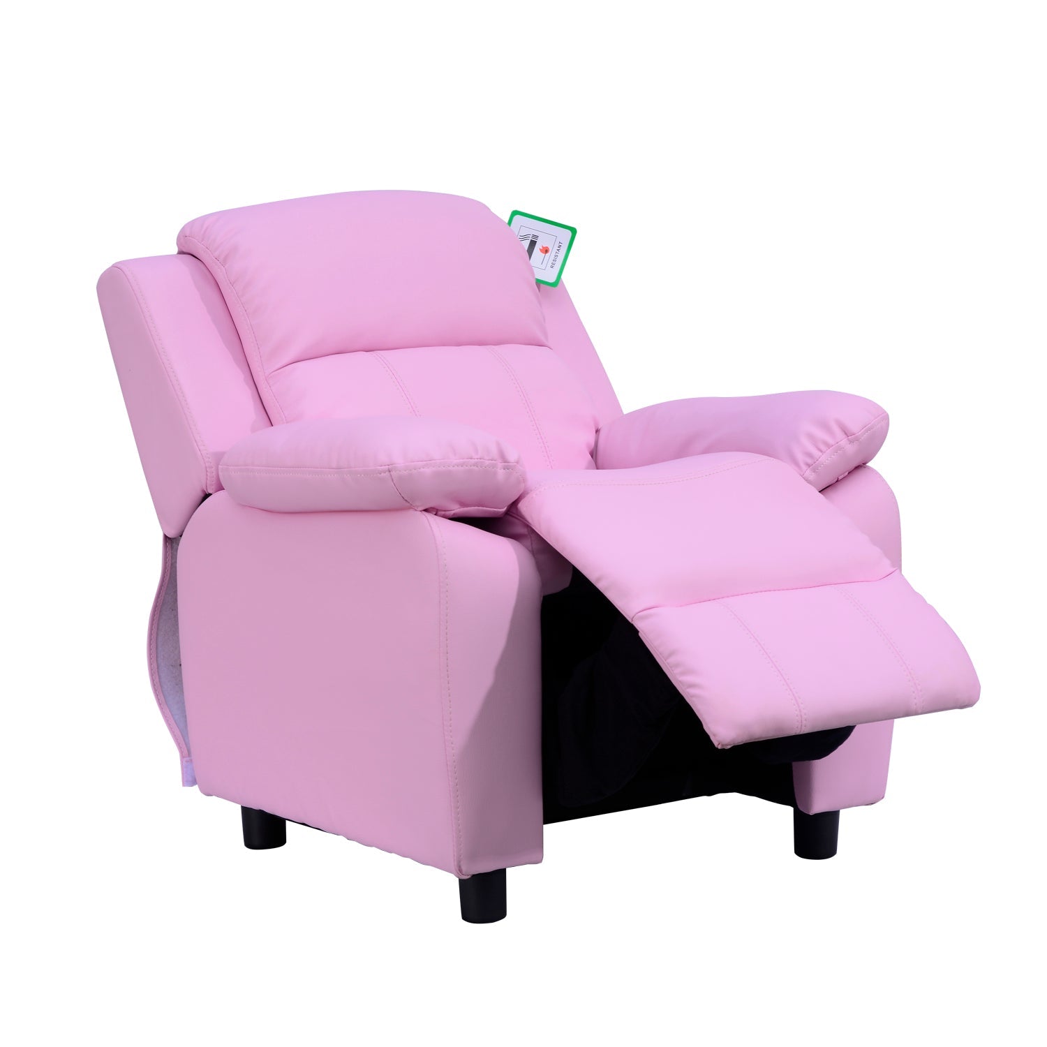 Kids Children Recliner Lounger Armchair Games Chair Sofa Seat PU Leather Look w/ Storage Space on Arms Pink