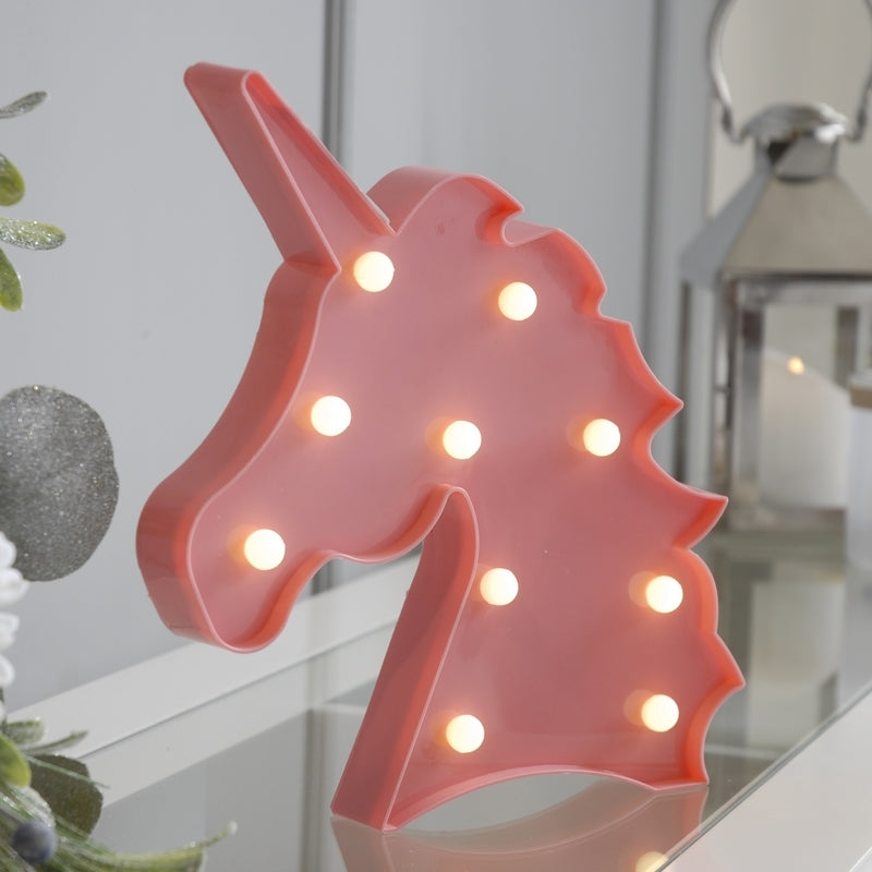 LED Christmas Pink Unicorn Head - 26cm