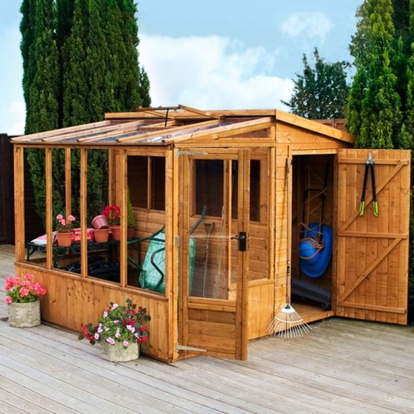 Mercia Combi 8' 2" x 8' 2" Pent Potting Shed - Premium Dip Treated Shiplap