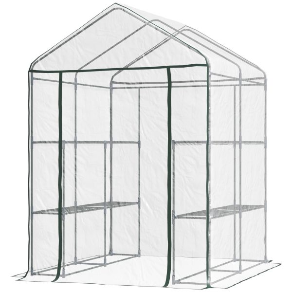 Metal Frame Walk in Grow Herb Plant Portable Greenhouse Transparent 143 L x 143W x 195H cm