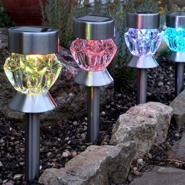 Metallic Solar Garden Stake Light Multicolour LED by Bright Garden