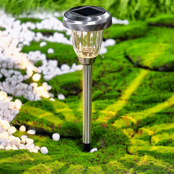 Metallic Solar Garden Stake Light Warm White LED - 44.5cm by Bright Garden