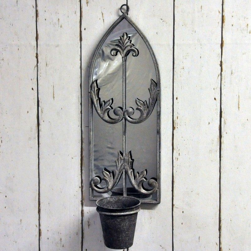 Mirror Planter Metal Black Wall Mounted - 53cm