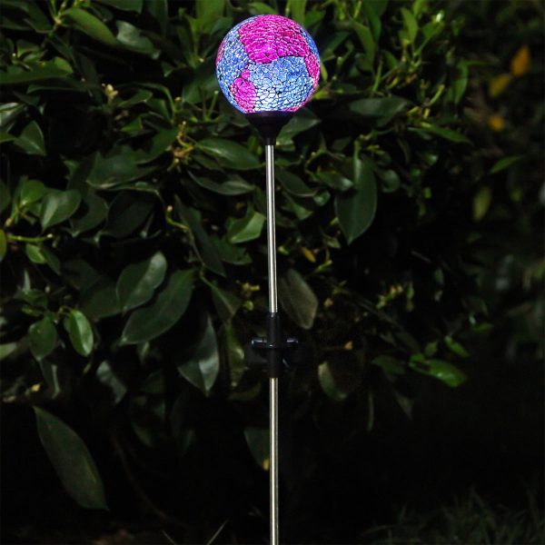 Mosaic Globe Solar Garden Stake Light White LED - 76cm by Bright Garden