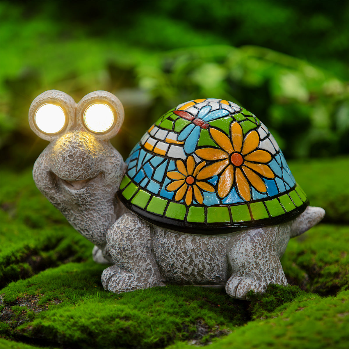 Mosaic Shell Turtle Solar Garden Light Ornament Decoration 2 Warm White LED - 27cm by Bright Garden