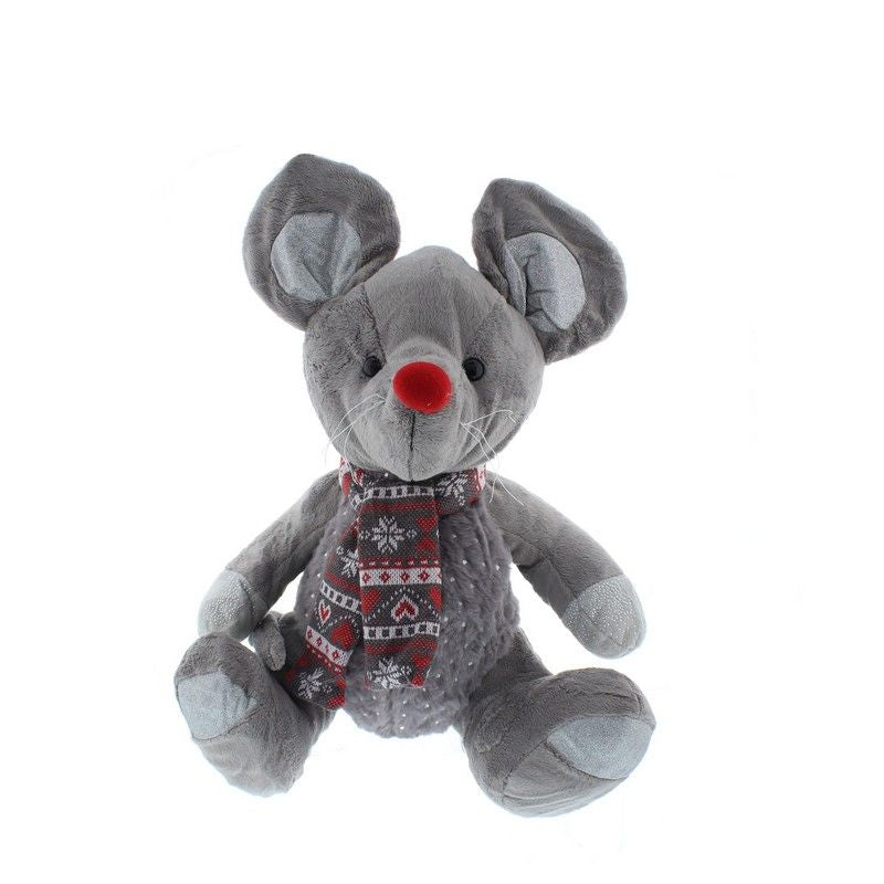 Mouse Christmas Decoration Grey & Red - 32cm