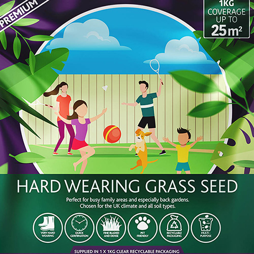 Multi-Purpose & Hardwearing Grass Seed Mix - Back Lawn, 1kg