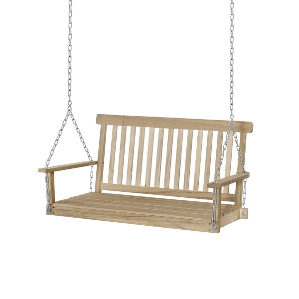 Outdoor 2 Seater Wooden Swing Chair BenchHammock Loveseat w/ Hanging Chain