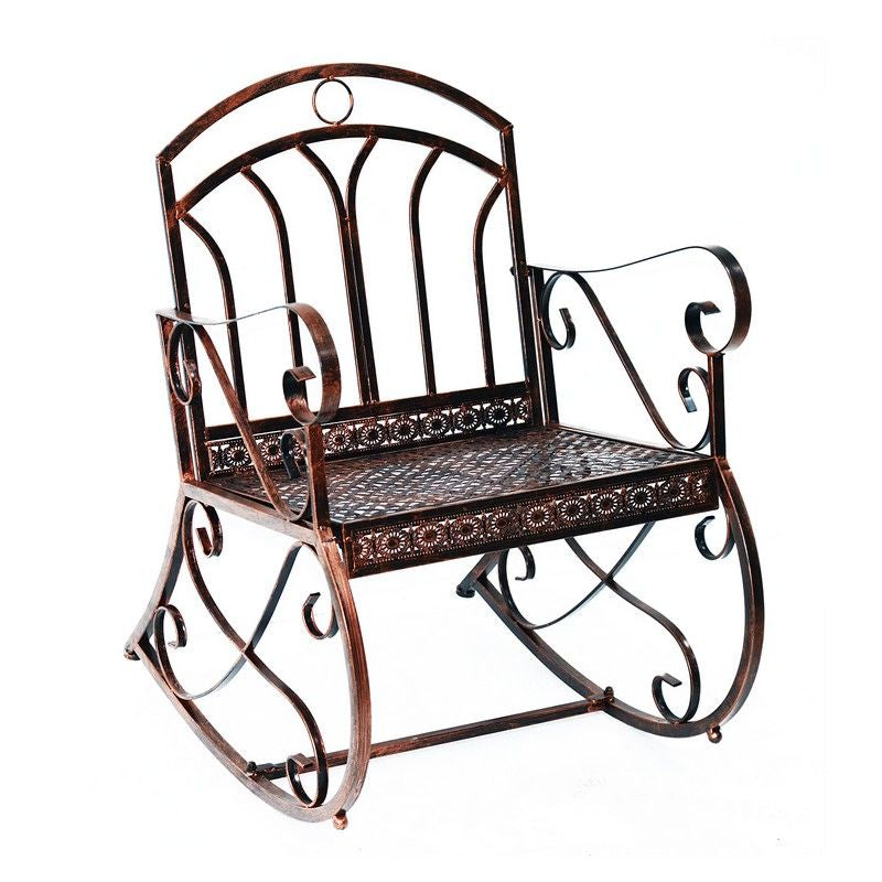 Outsunny Metal Single Chair 1 Seater Garden Outdoor Rocking Chair Vintage Style Bronze