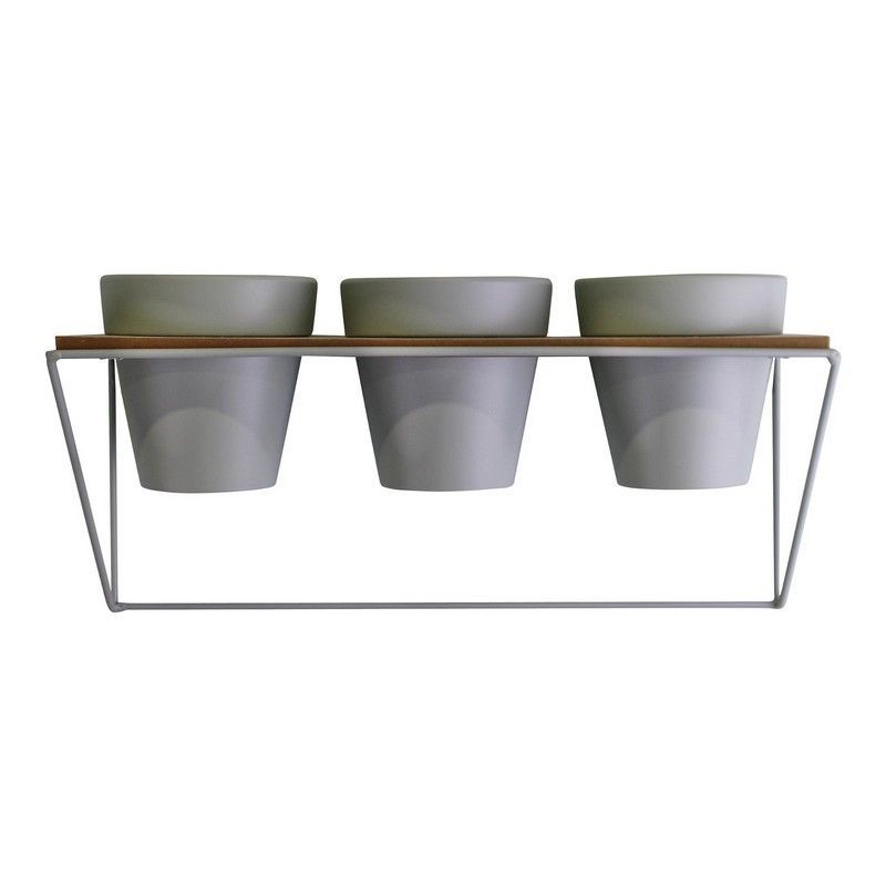 Planter Ceramic & Metal Green Wall Mounted - 35.5cm