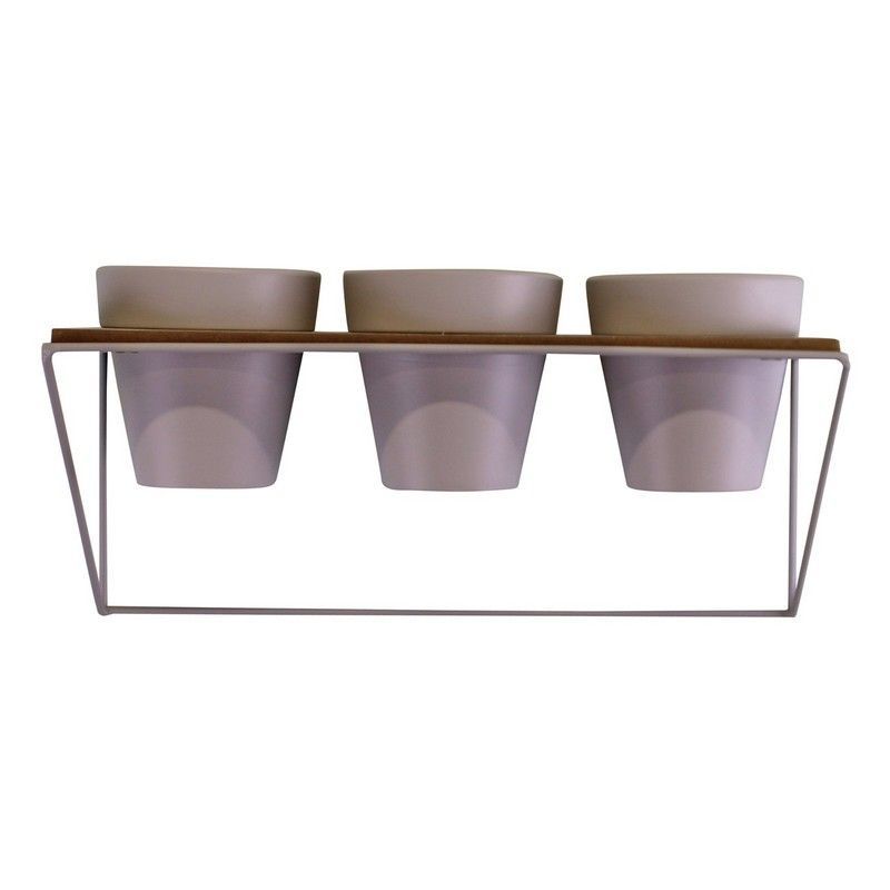 Planter Ceramic & Metal Grey Wall Mounted - 35.5cm