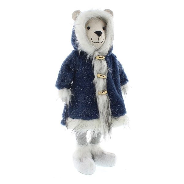 Polar Bear Christmas Decoration White & Blue - 47cm