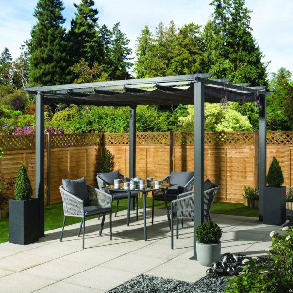 Premium Garden Gazebo 3x3m by Croft with a Charcoal Canopy + FREE Gazebo Cover Cream