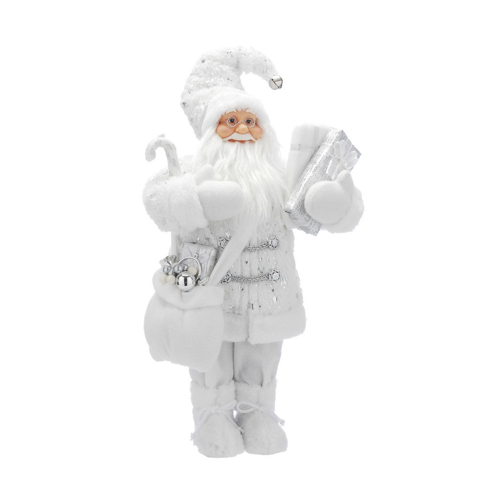 Santa Christmas Decoration White & Silver - 45cm