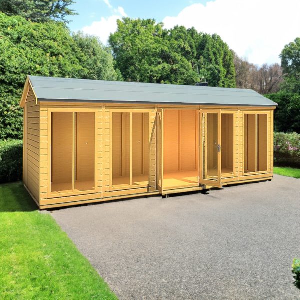 Shire Mayfield 5' 10" x 19' 6" Reverse Apex Summerhouse - Premium Dip Treated Shiplap