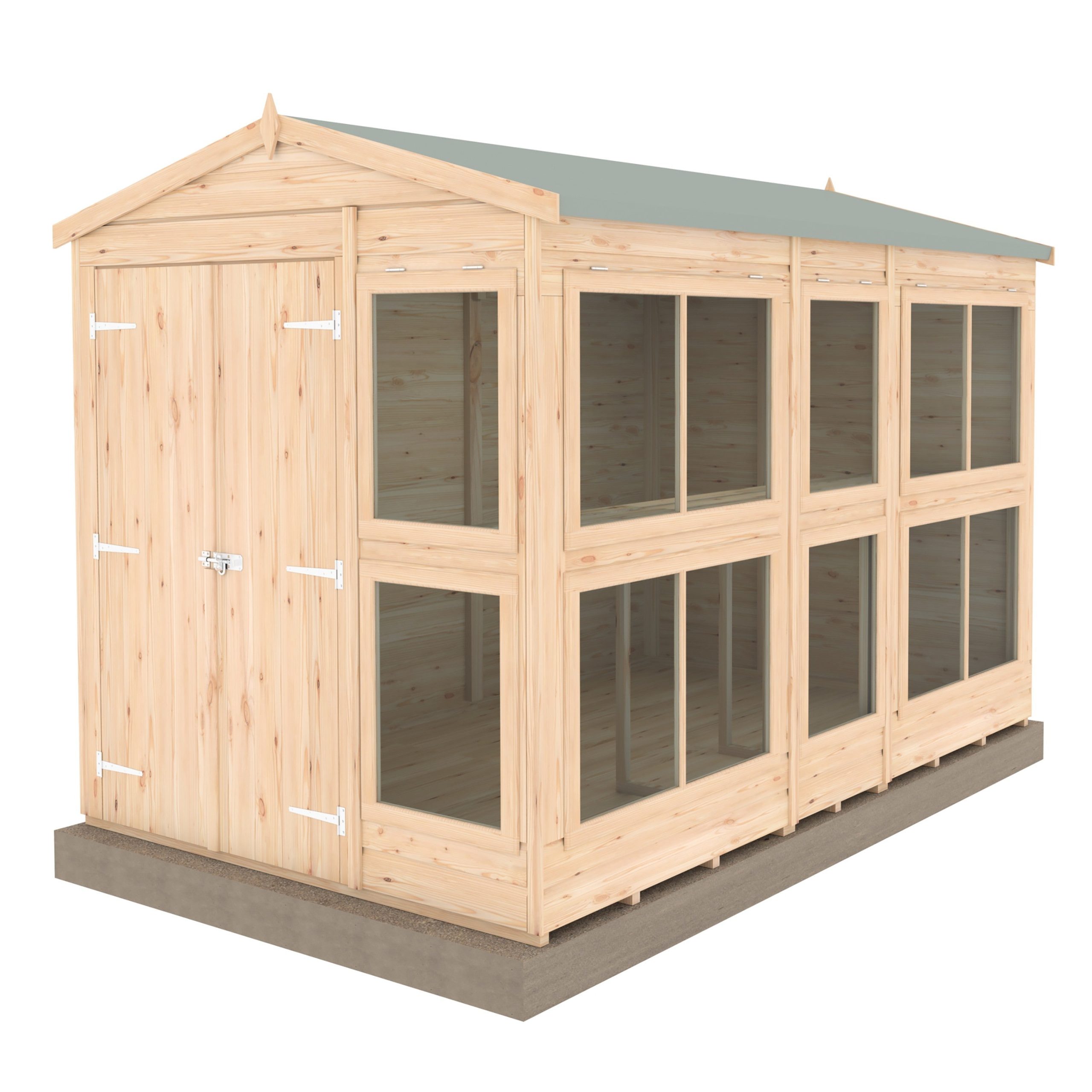 Shire Sun Hut 9' 9" x 6' 1" Apex Potting Shed - Premium Coated Shiplap