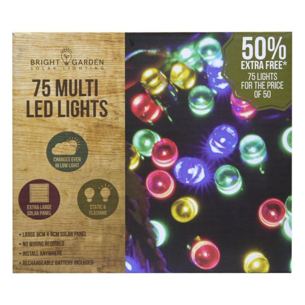 Solar Garden String Lights Decoration 75 Multicolour LED - 10.4m by Bright Garden