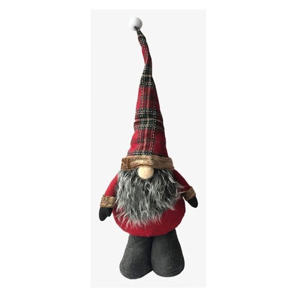 Standing Gonk Christmas Decoration 46cm - Tartan Santa Hat