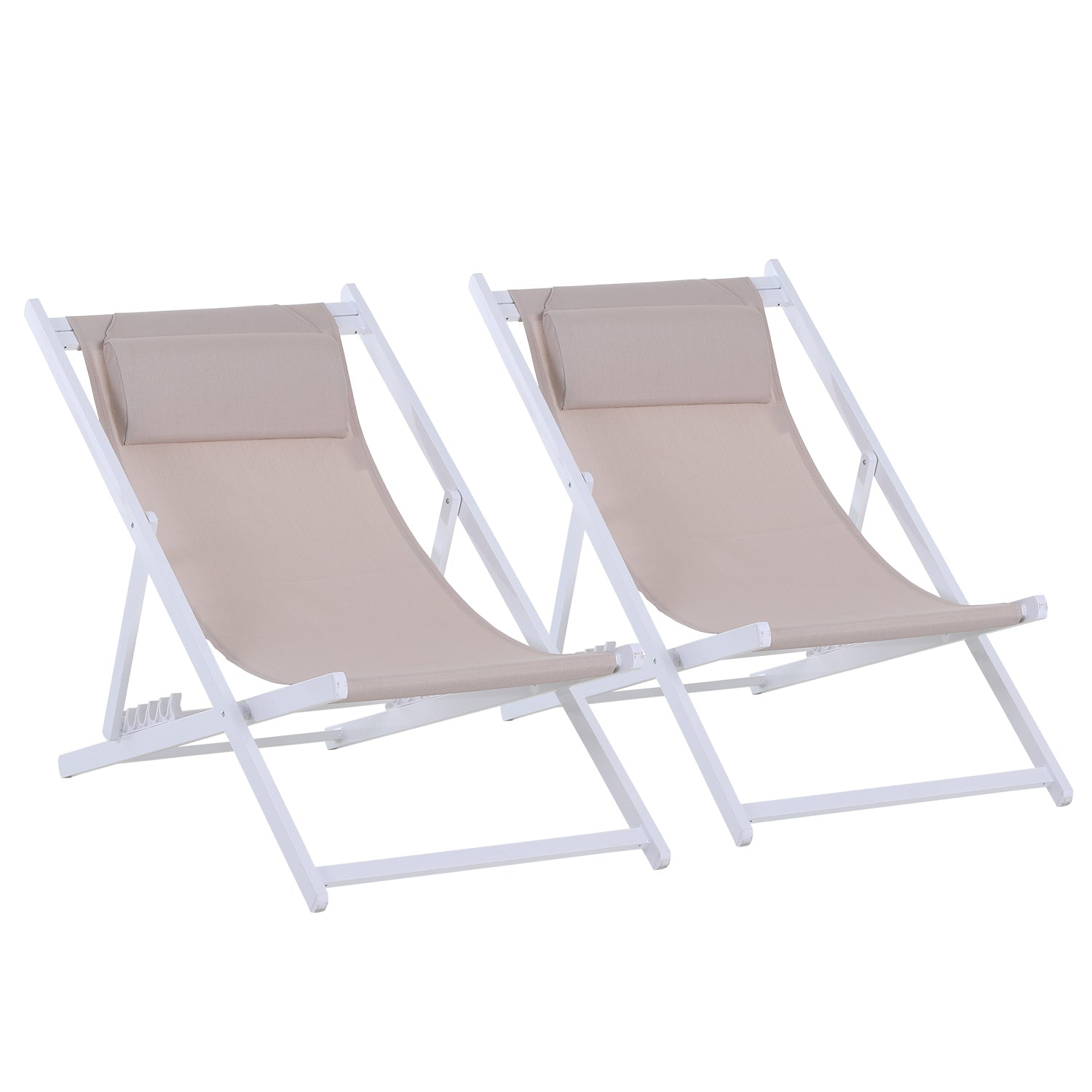 Textilene Chaise Lounge Recliner Chair Adjustable Sun Lounger Patio White