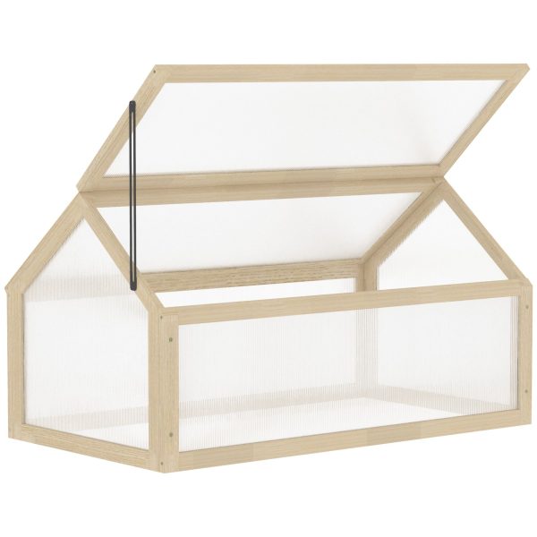 Wooden Cold Frame Garden Polycarbonate Greenhouse with Openable Top Cover