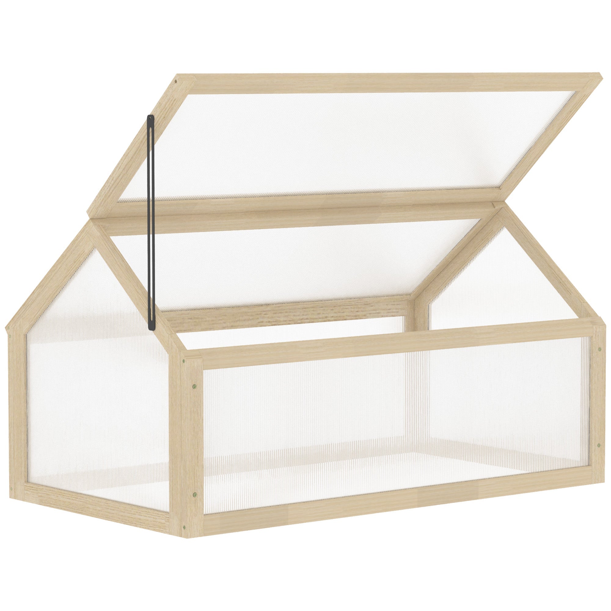 Wooden Cold Frame Garden Polycarbonate Greenhouse with Openable Top Cover